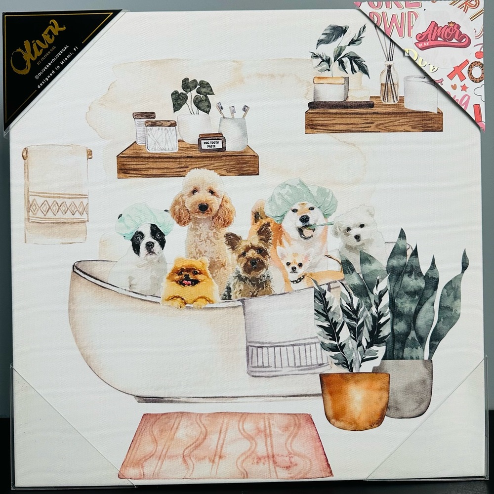 ✨NWT Bubble Bath Besties Dog Spa Canvas 💕🐾